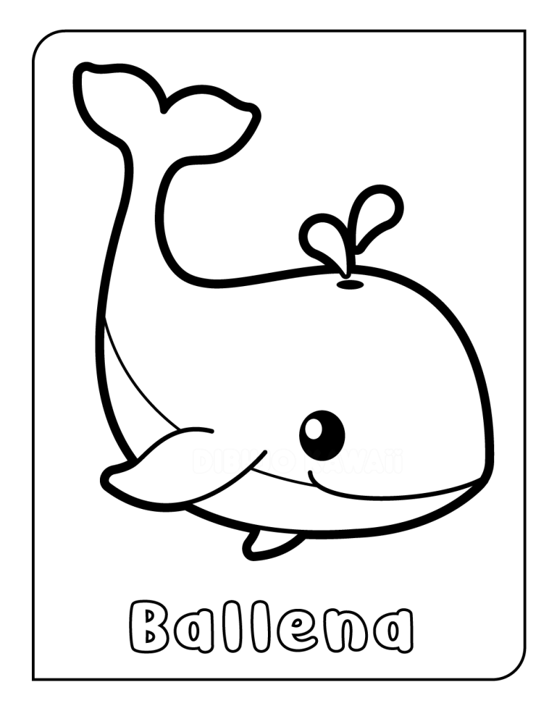 ballena kawaii para colorear