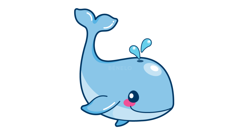 Cómo dibujar una ballena kawaii fácil para niños