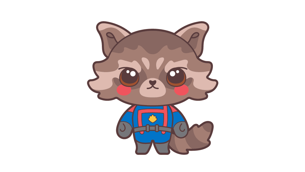 Rocket Guardianes de la Galaxia dibujo 1 Rocket Guardianes de la Galaxia - Dibujo Kawaii