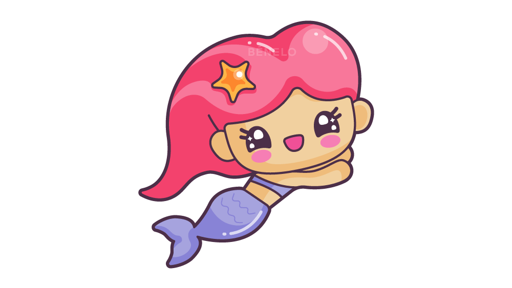 Dibujar una sirena Kawaii 1 Dibujar una sirena