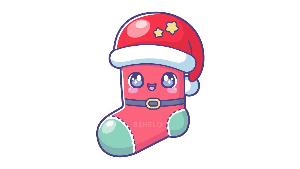calcetin navideno dibujo kawaii