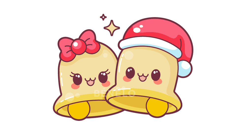 Campanas navideñas para dibujar Kawaii