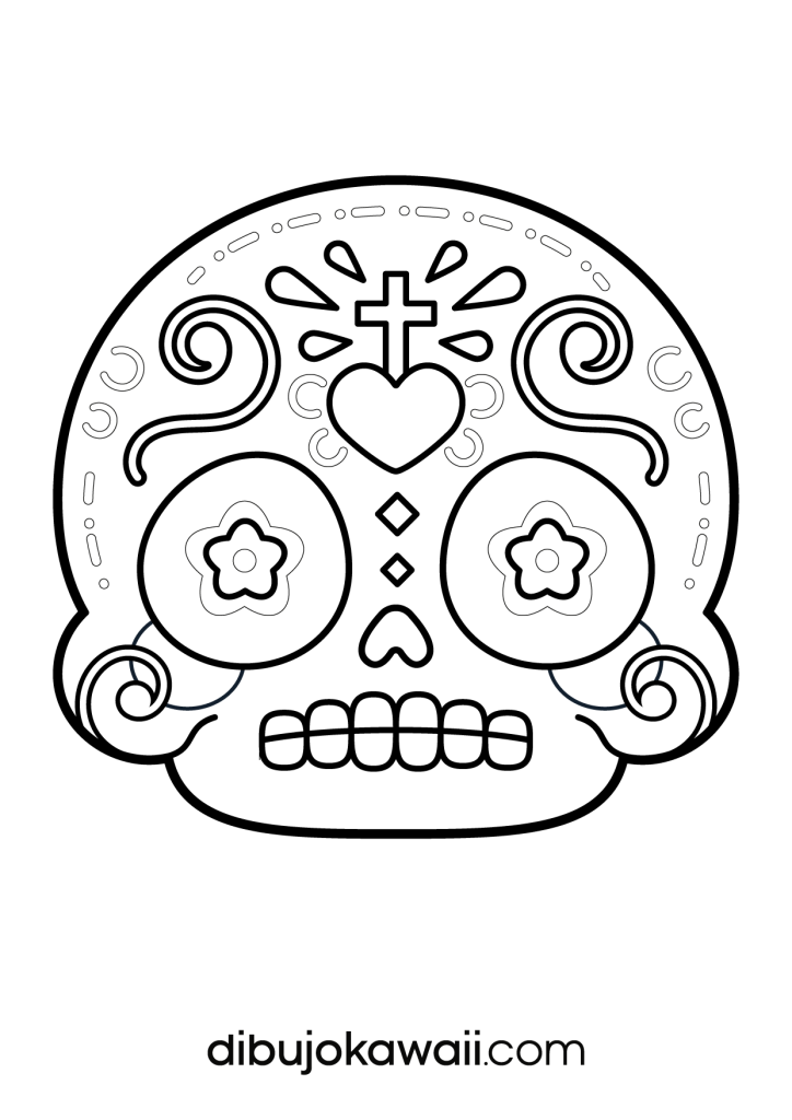 Dibujos de Halloween Kawaii para Colorear Calaverita de Azucar