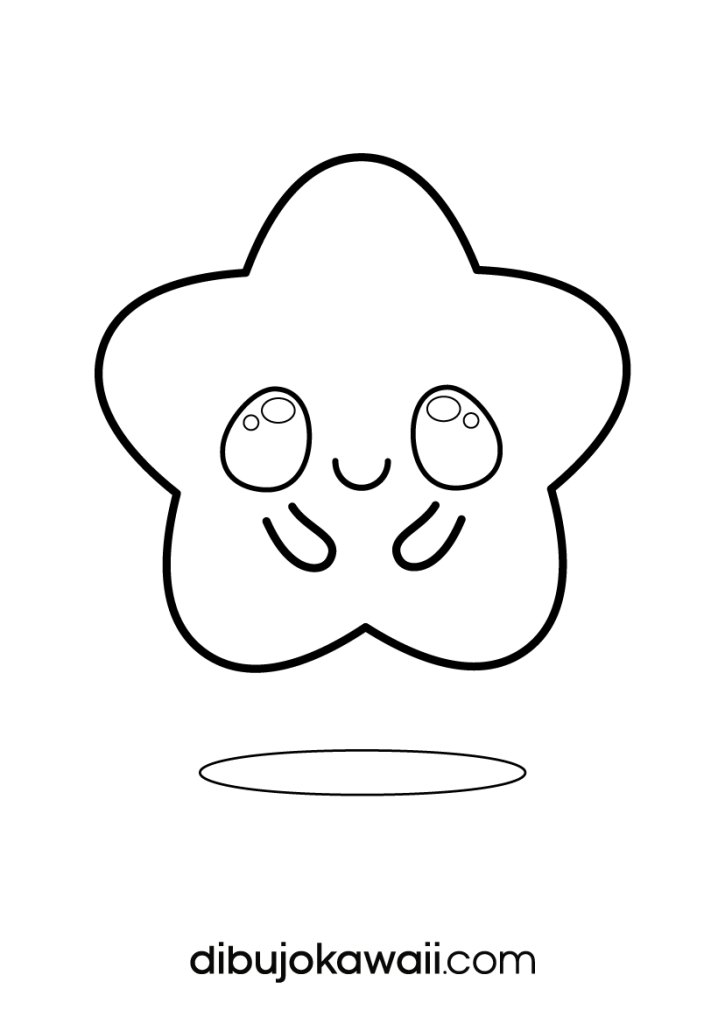 estrella kawaii png para colorear