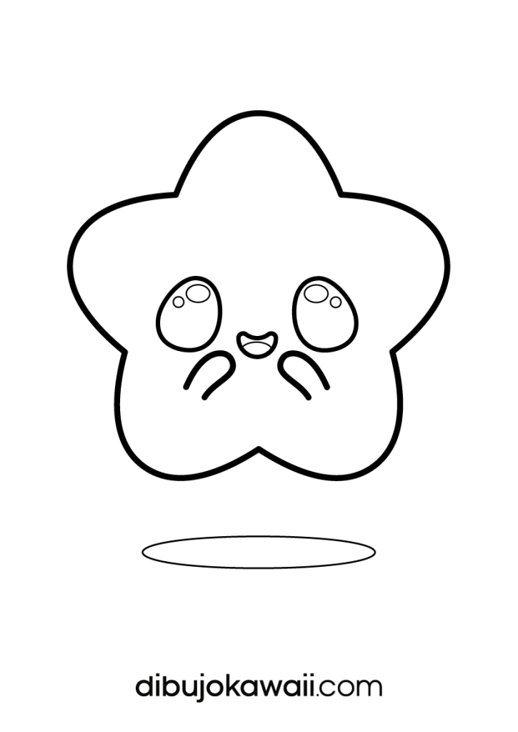 estrella kawaii png para colorear