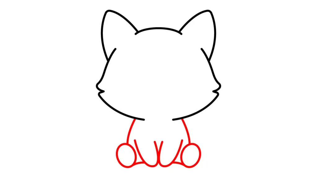 Tutorial de dibujo kawaii — zorro kawaii paso 2: Un cuerpecito sentado y sus piernecitas