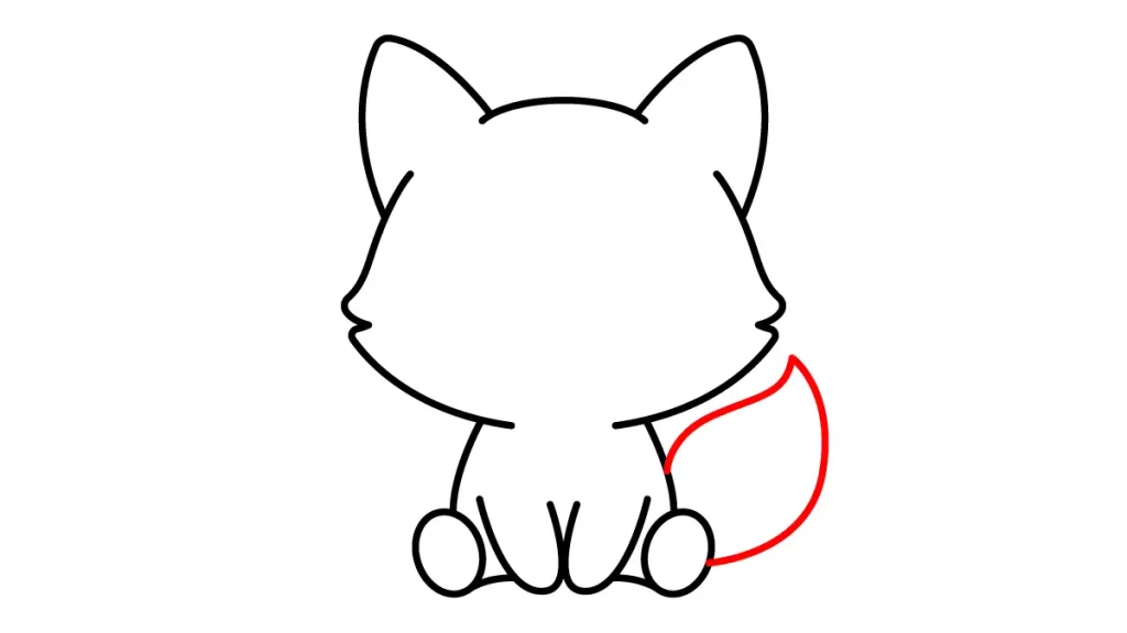 Tutorial de dibujo kawaii — zorro kawaii paso 3: Una cola gigante y esponjosa