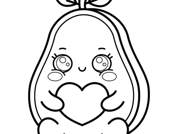 Dibujo Aguacate kawaii para colorear