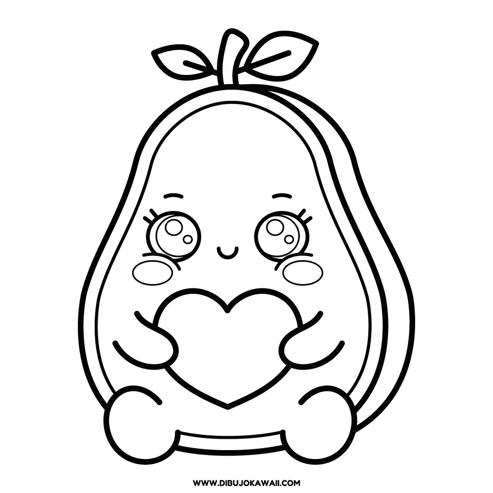 Dibujo Aguacate kawaii para colorear