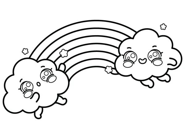 Dibujo Arcoiris kawaii para colorear
