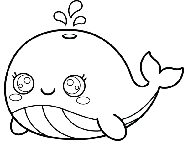 ballena kawaii para colorear