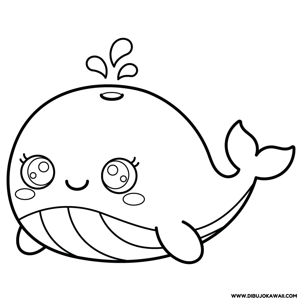 ballena kawaii para colorear