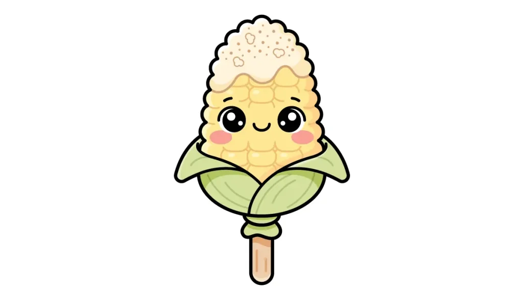 Tutorial de dibujo kawaii — elote kawaii paso 6: ¡El toque mágico y a colorear!