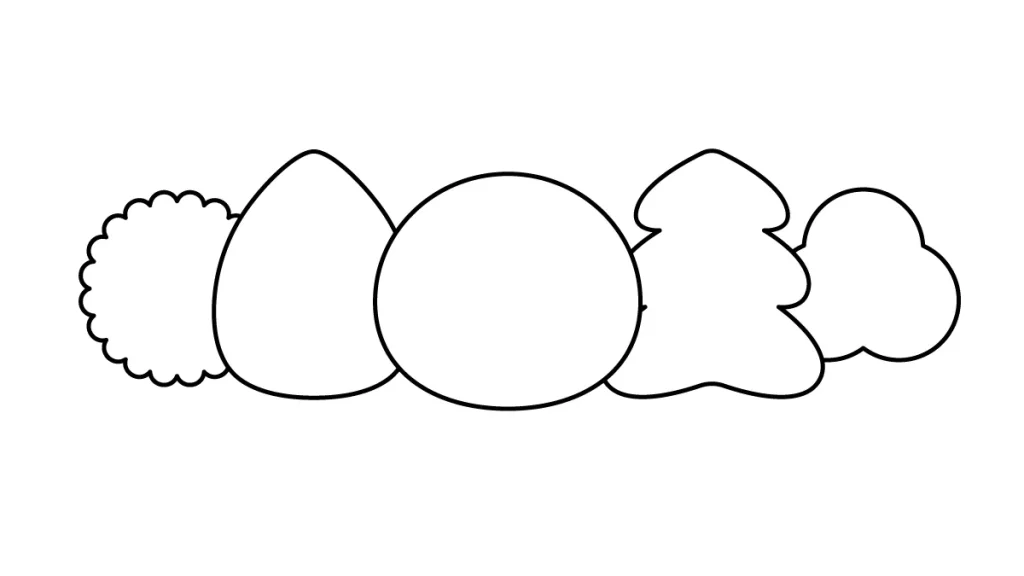 Tutorial de dibujo kawaii — bosque kawaii paso 1: Dibujamos las copas de los árboles principales