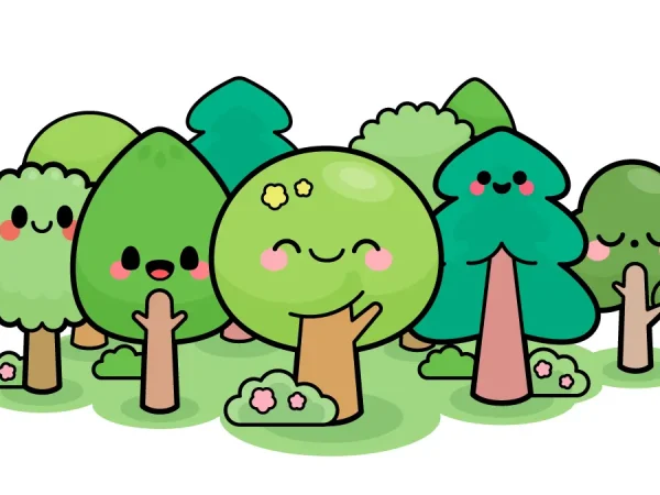 Cómo dibujar un bosque kawaii fácil