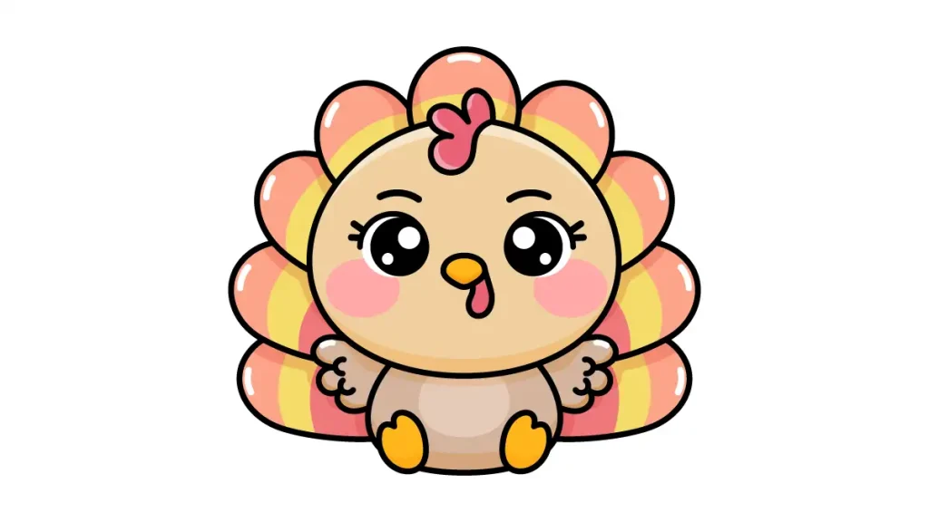 Tutorial de dibujo kawaii — pavo kawaii paso 6: ¡La magia del color!