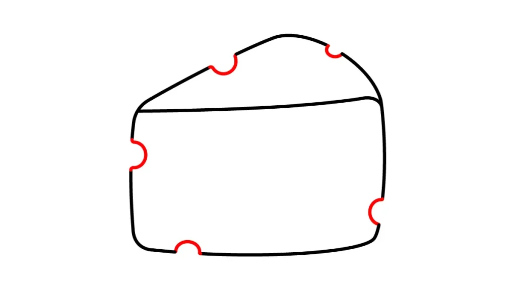 Tutorial de dibujo kawaii — queso kawaii paso 3: ¡Los agujeritos del borde!