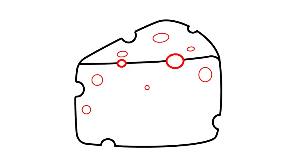 Tutorial de dibujo kawaii — queso kawaii paso 4: Más agujeros redonditos