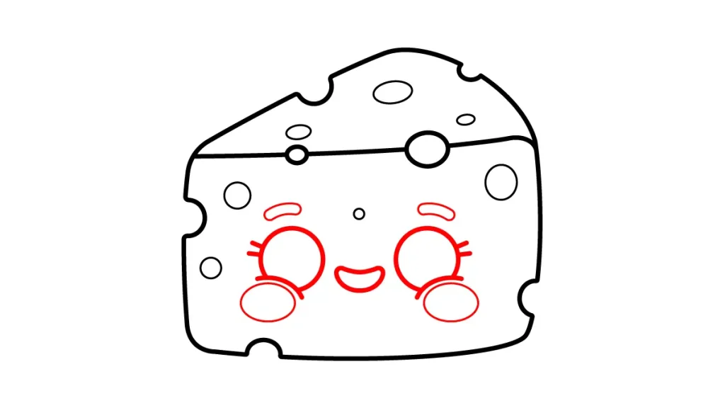 Tutorial de dibujo kawaii — queso kawaii paso 5: Una carita para comérsela