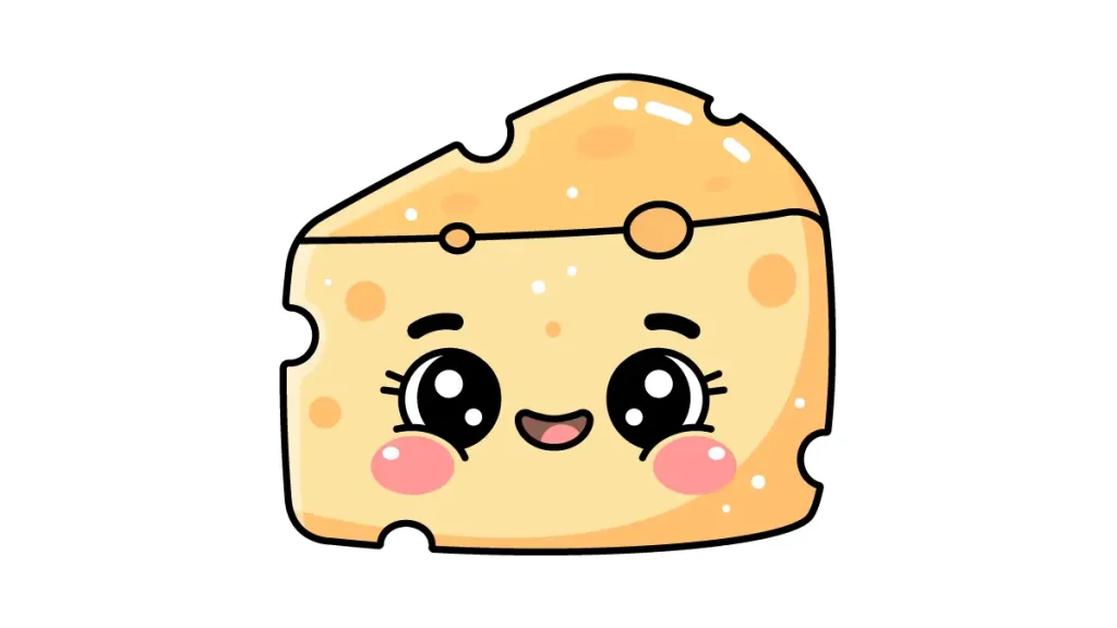 Tutorial de dibujo kawaii — queso kawaii paso 6: ¡Es hora de colorear!