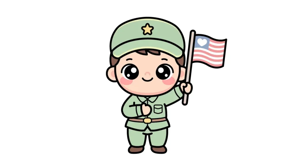 Tutorial de dibujo kawaii — soldado kawaii paso 6: ¡El toque mágico y a colorear!