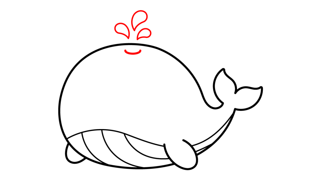 Tutorial de dibujo kawaii — ballena kawaii paso 4: Agujero superior con gotitas de agua
