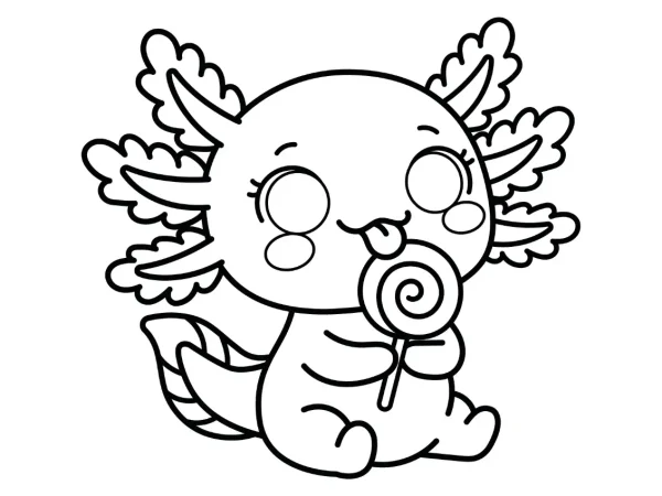 Dibujo de Ajolote kawaii para colorear