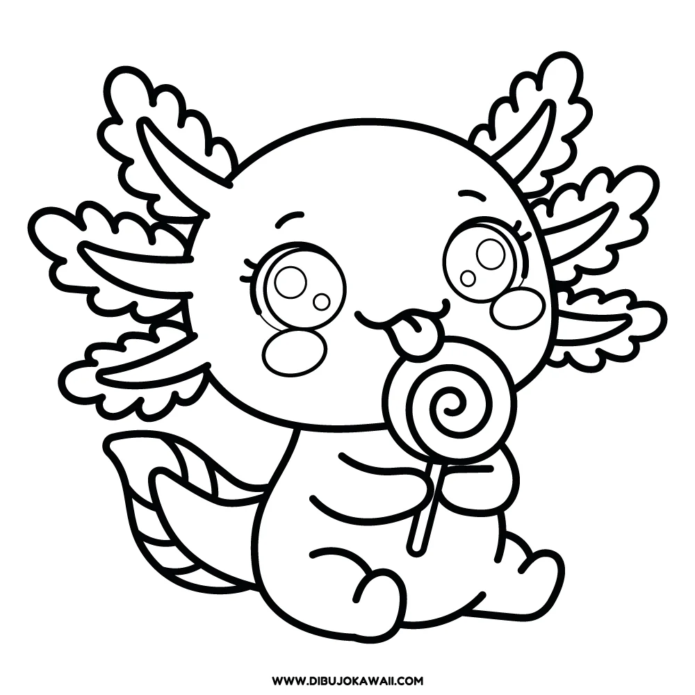Dibujo de Ajolote kawaii para colorear