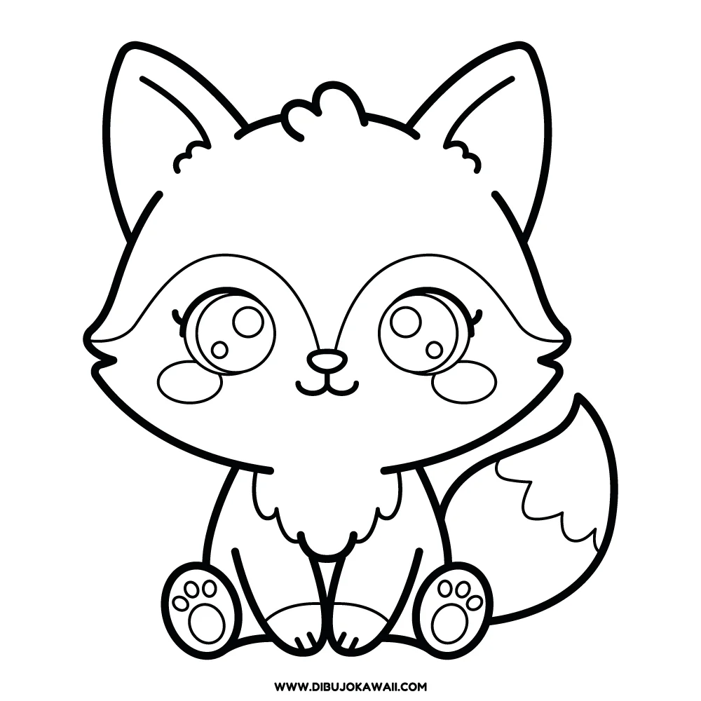 Dibujo de Zorro kawaii para colorear e imprimir 1 Dibujo de zorro kawaii para colorear