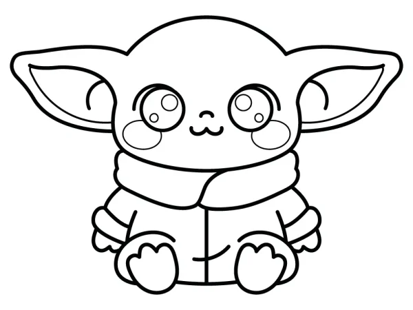 Dibujo Kawaii de Grogu para colorear