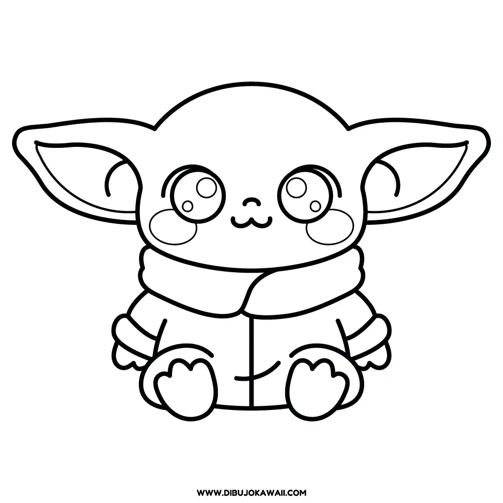 Dibujo Kawaii de Grogu para colorear