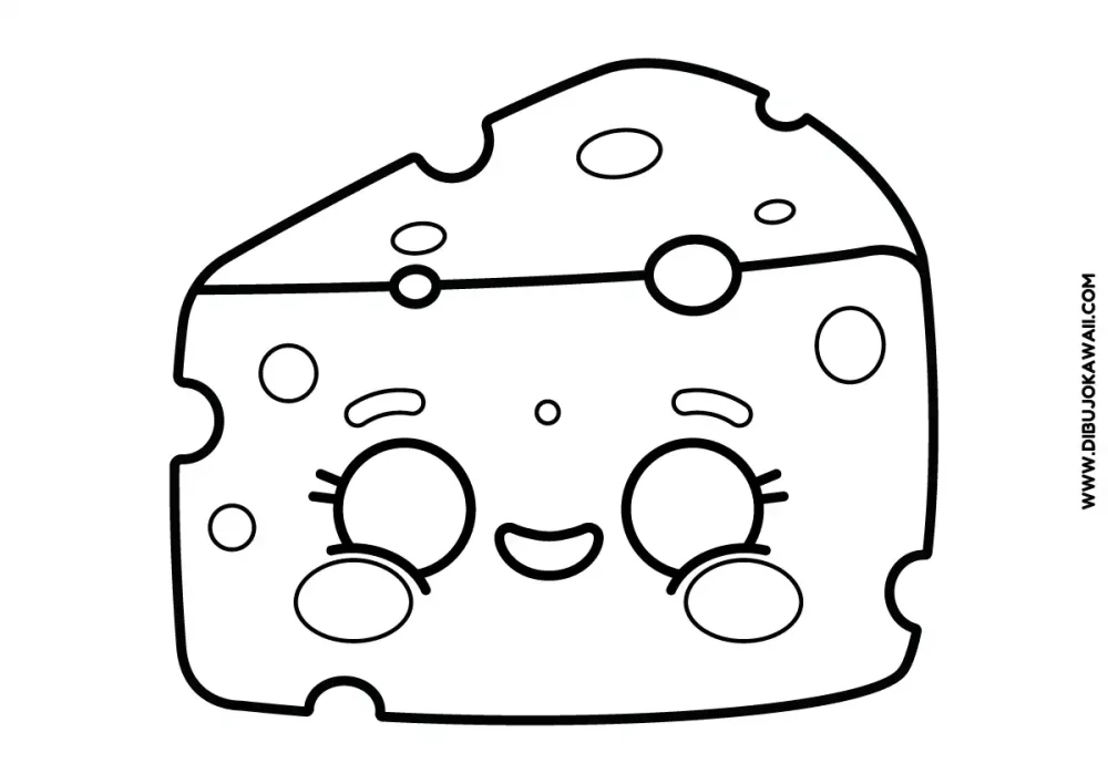Dibujo kawaii de queso para colorear