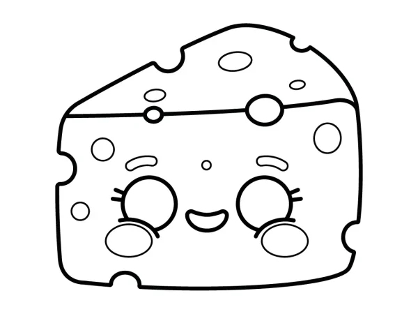 Dibujo kawaii de queso para colorear