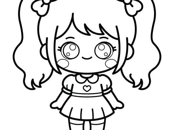 dibujo kawaii para colorear de nina