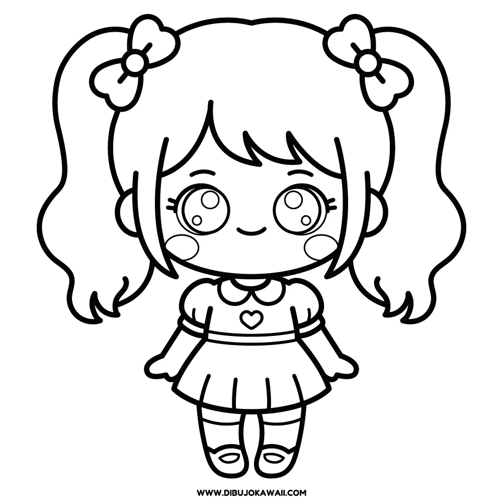 dibujo kawaii para colorear de nina