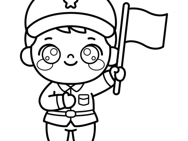 Dibujo Kawaii de Soldado para Colorear