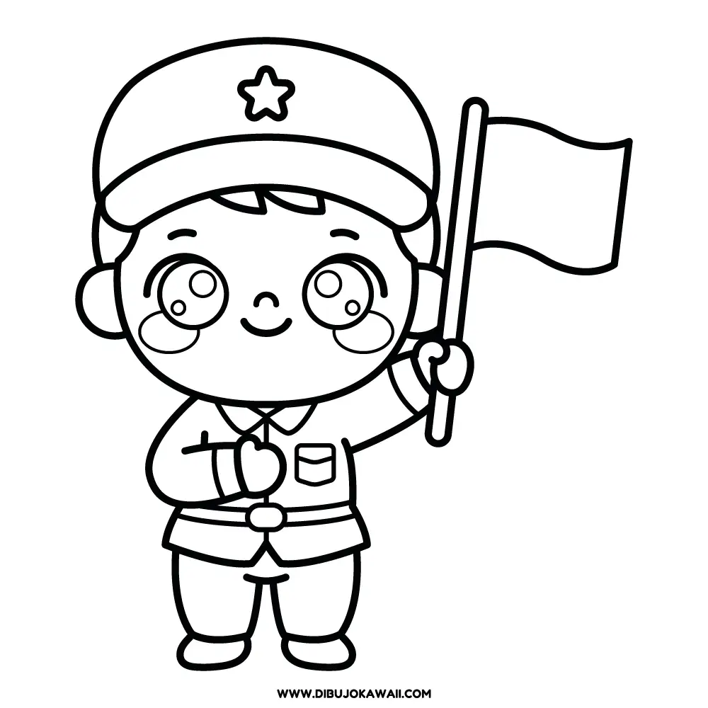 Dibujo Kawaii de Soldado para Colorear