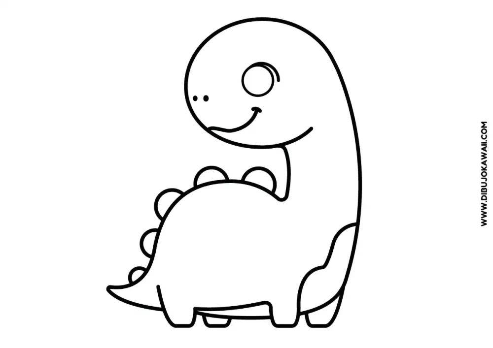 Dibujo de Dinosaurio kawaii para colorear e imprimir 1 Dibujo de Dinosaurio Kawaii para colorear