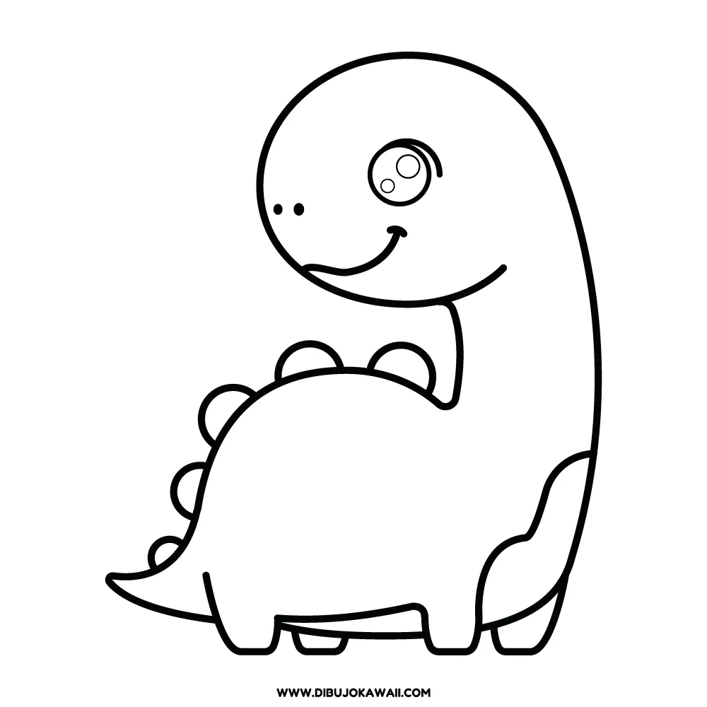 Dibujo de Dinosaurio kawaii para colorear e imprimir 1 Dibujo de Dinosaurio Kawaii para colorear