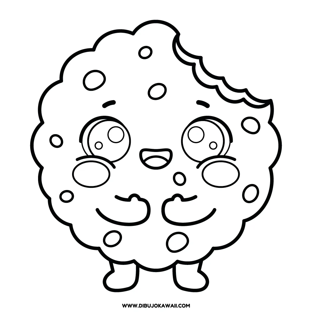 Dibujo de Galleta Kawaii para Colorear 1 Galleta Kawaii para colorear