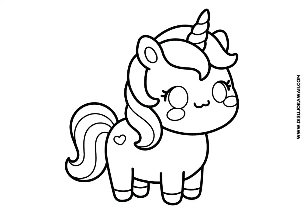 Dibujo kawaii Unicornio para colorear 1 Dibujo kawaii unicornio para colorear