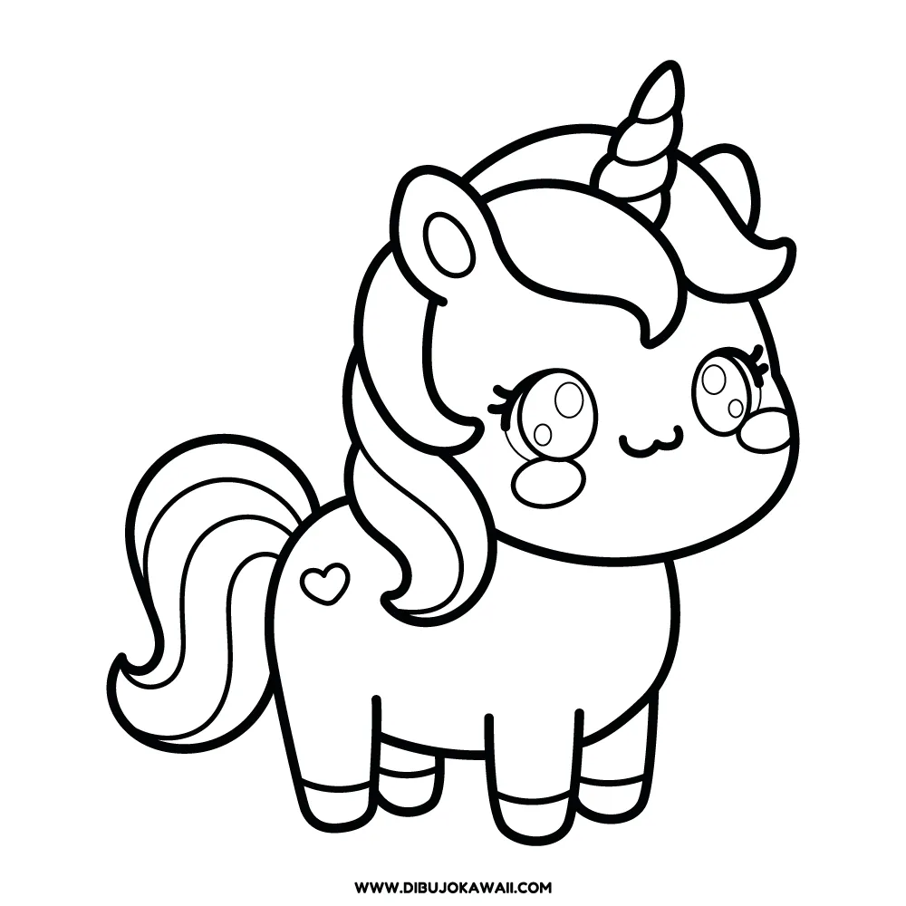 Dibujo kawaii Unicornio para colorear 1 Dibujo kawaii unicornio para colorear