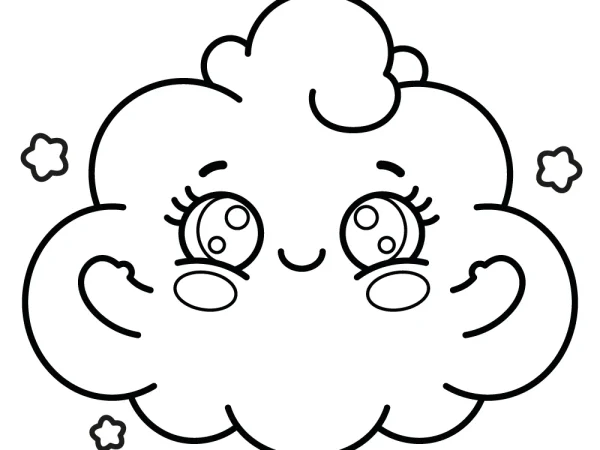 nube kawaii para colorear