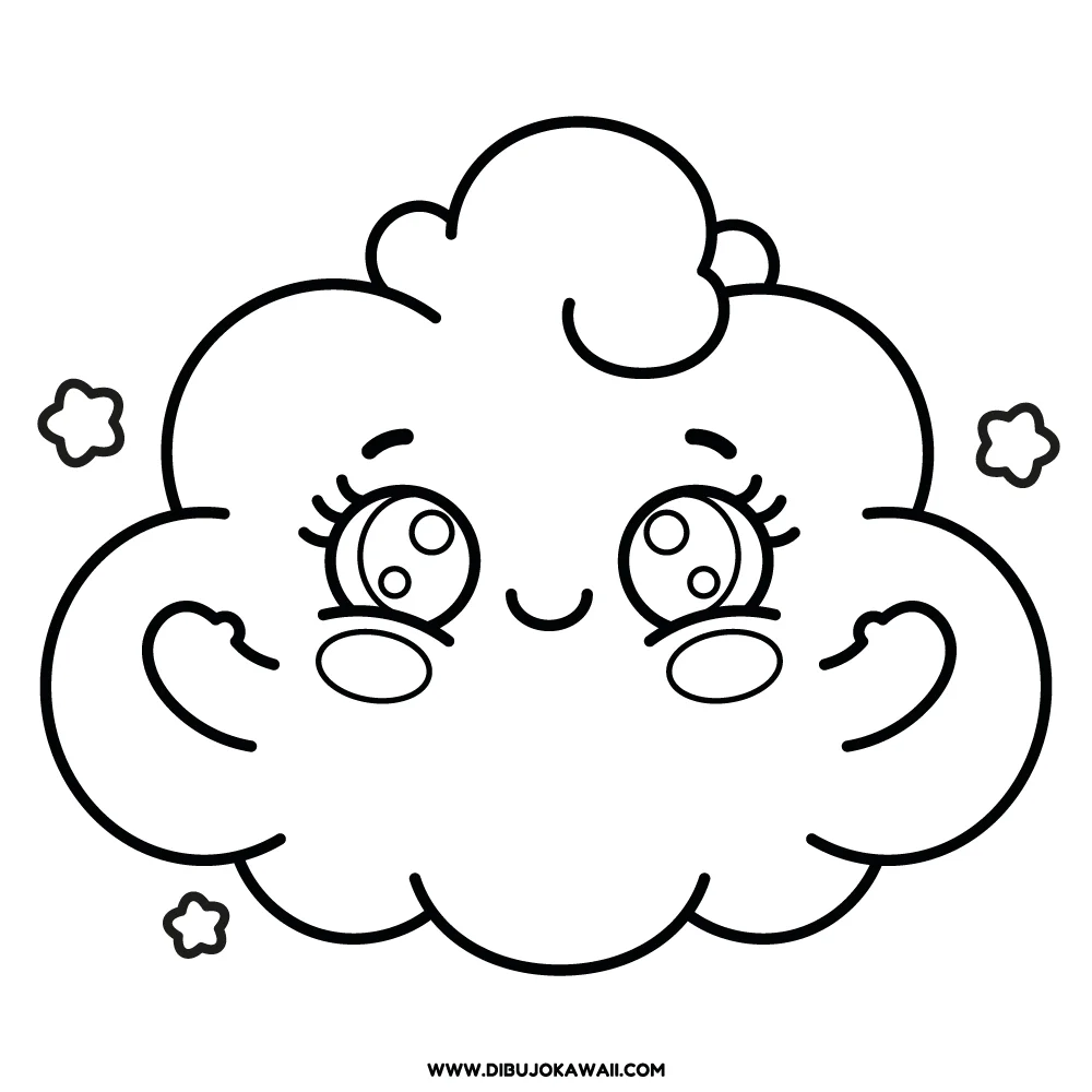 nube kawaii para colorear