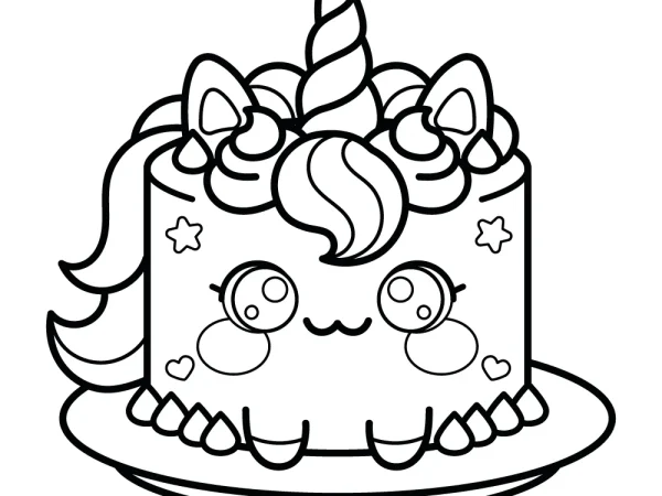 Dibujo de Pastel de Unicornio para colorear