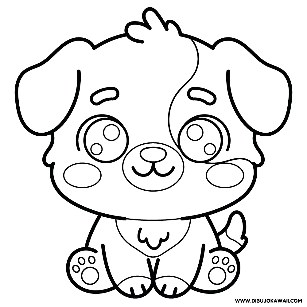 perrito kawaii para colorear