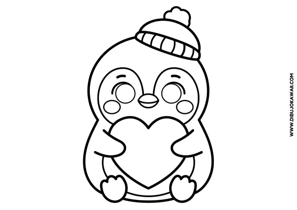 Dibujo de Pingüino kawaii para colorear e imprimir 1 Dibujo de Pingüino Kawaii para Colorear