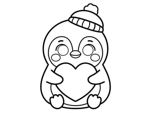 Dibujo de Pingüino Kawaii para Colorear
