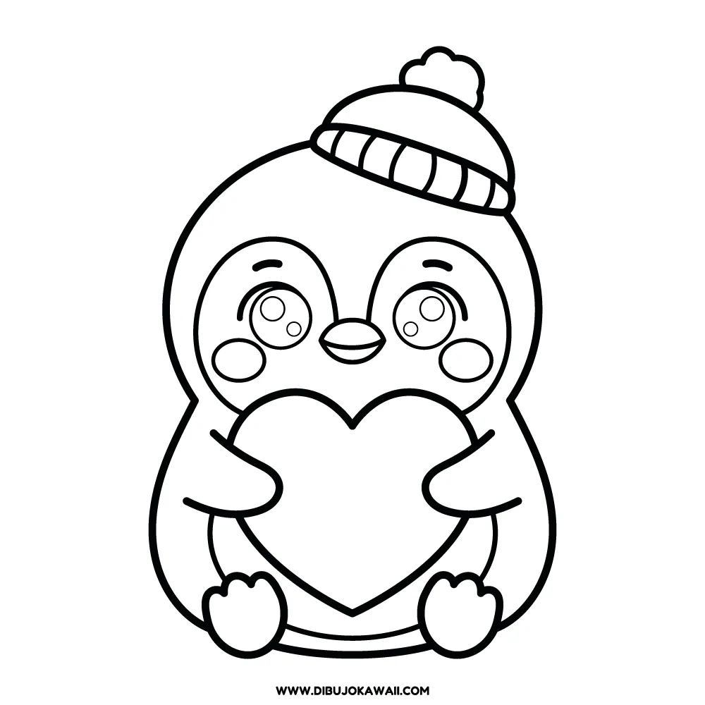 Dibujo de Pingüino kawaii para colorear e imprimir 1 Dibujo de Pingüino Kawaii para Colorear