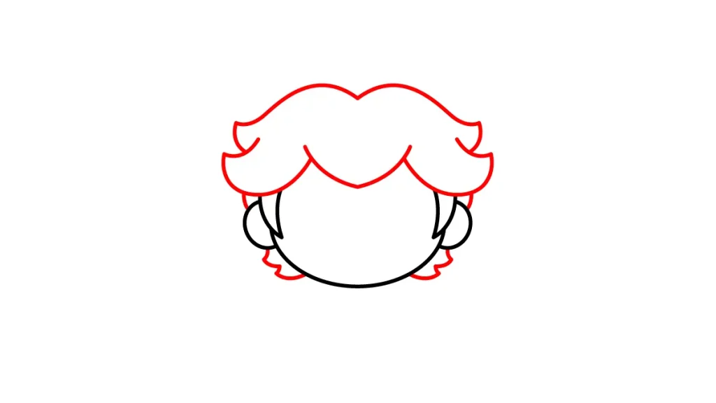 Tutorial de dibujo kawaii — peach bebe paso 2: Un pelazo de princesa